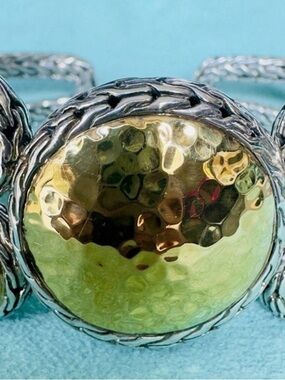 John Hardy 22K Gold & Sterling Silver 925 Large Cuff Bracelet